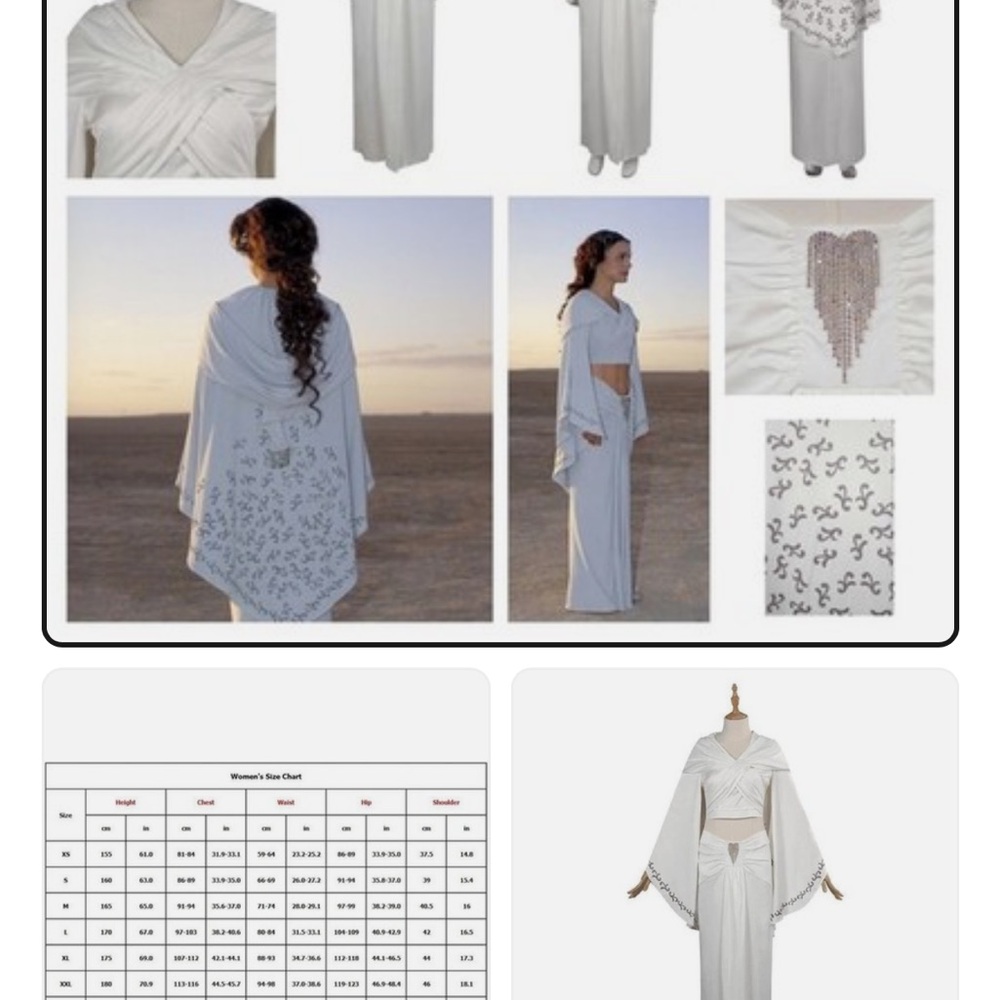 White Hooded Maxi Dress with Embellishments